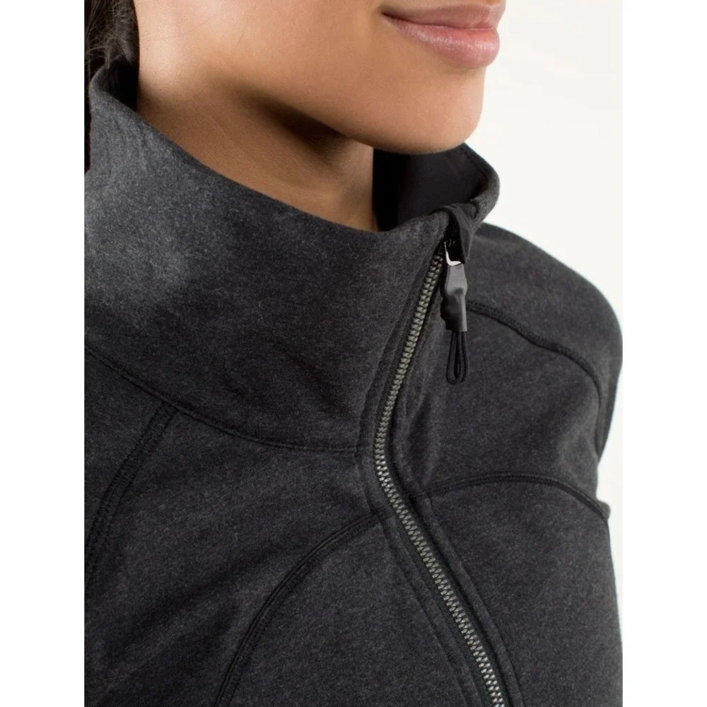 Lululemon Gray‎ Black Full Zip High Neck Athletic Blissed Jacket S/M